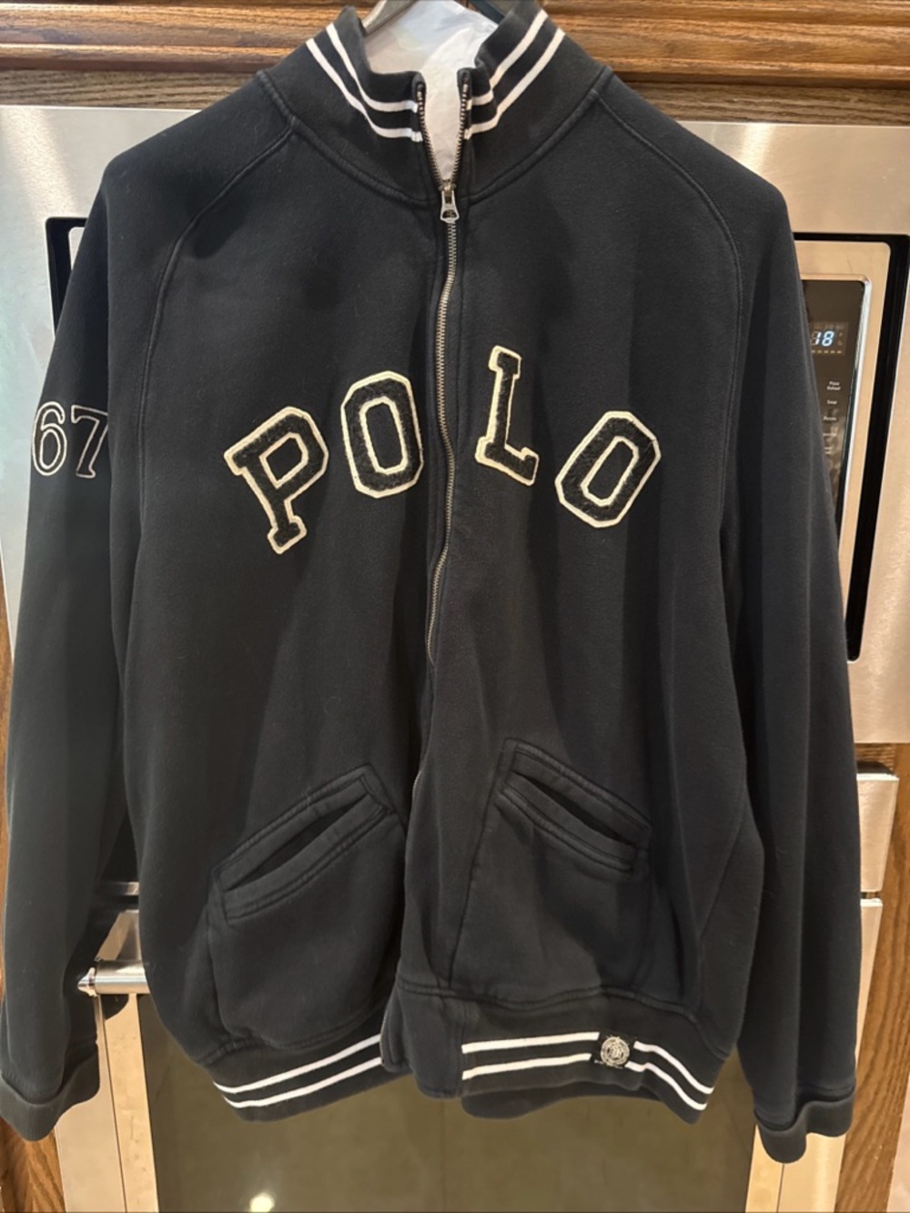 Vintage style Polo Black Zip-Up Varsity sweatshirt